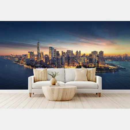 Fotomural amanecer en Manhattan: panorámica urbana de Nueva York – Pixers®