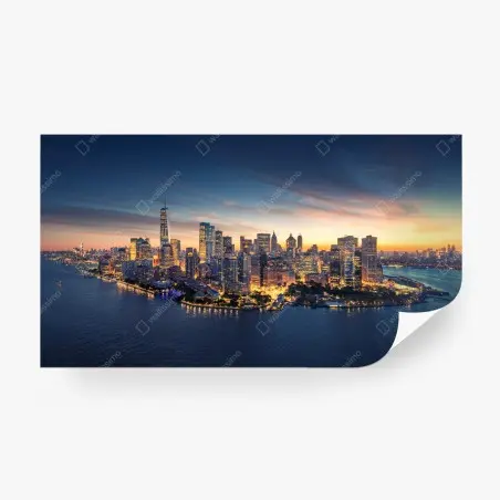 Fotomural amanecer en Manhattan: panorámica urbana de Nueva York – Pixers®
