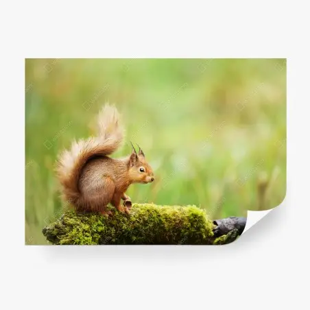 Fotomural ardilla roja en tronco musgoso – Pixers®