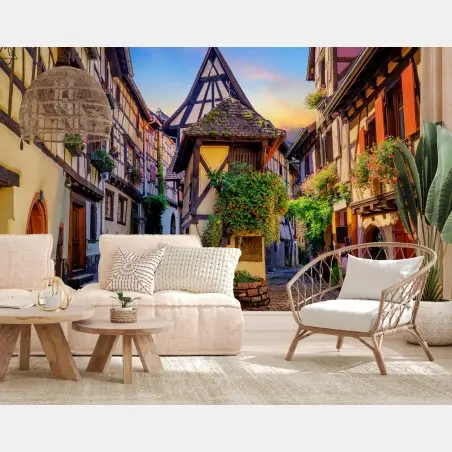 Fotomural calles pintorescas de Eguisheim en Alsacia – Pixers®