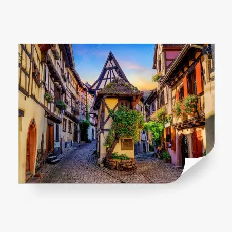Fotomural calles pintorescas de Eguisheim en Alsacia – Pixers®