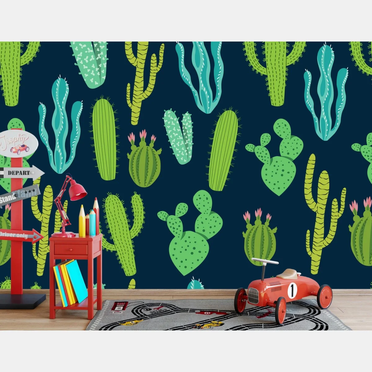Fotomural patrón de cactus y suculentas en tonos verdes y azules – Pixers® Fotomural patrón de cactus y suculentas en tonos verdes y azules – Pixers®
