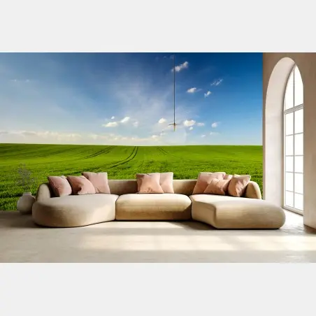Fotomural panorama de campo verde en primavera – Pixers®