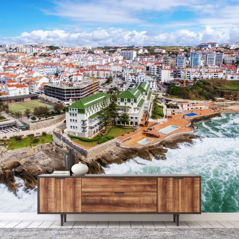 Fotomural vistas costeras de ciudad y acantilados