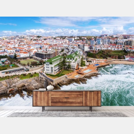 Fotomural vistas costeras de ciudad y acantilados – Pixers®