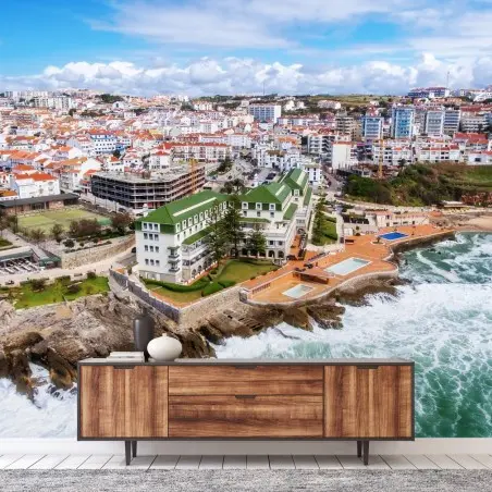 Fotomural vistas costeras de ciudad y acantilados