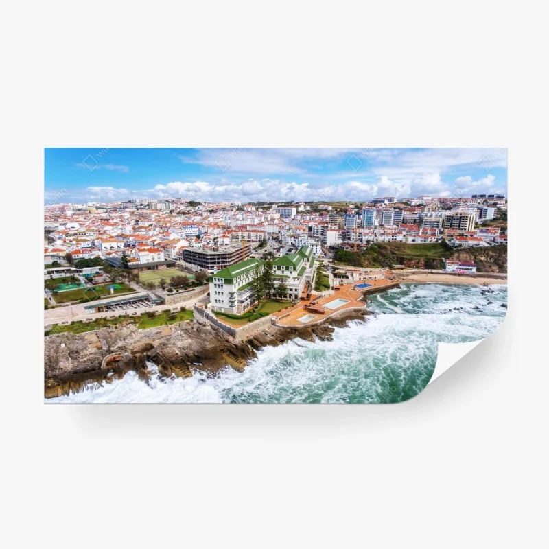 Fotomural vistas costeras de ciudad y acantilados