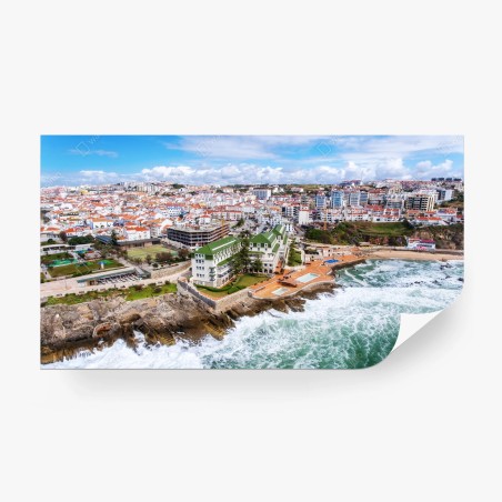 Fotomural vistas costeras de ciudad y acantilados – Pixers®