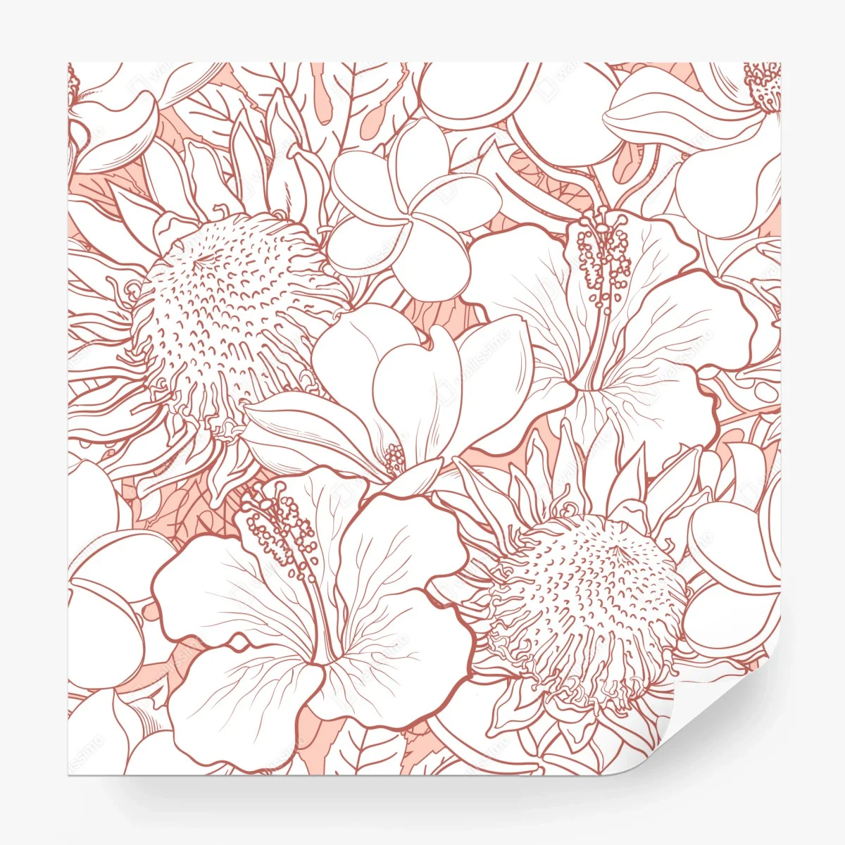 Fotomural patrón floral tropical en coral y blanco – Pixers® Fotomural patrón floral tropical en coral y blanco – Pixers®