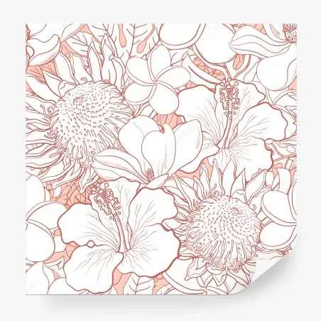 Fotomural patrón floral tropical en coral y blanco – Pixers®