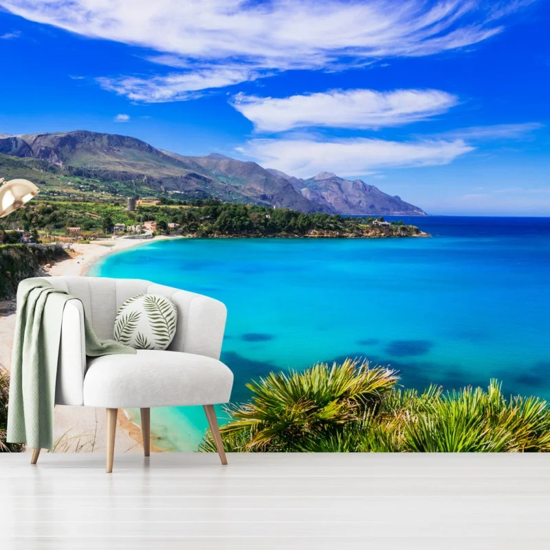 Fotomural bahía turquesa y acantilados mediterráneos