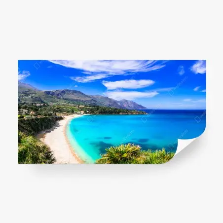 Fotomural bahía turquesa y acantilados mediterráneos – Pixers®
