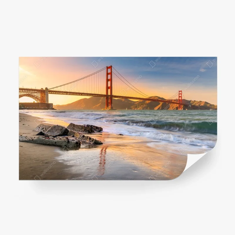 Fotomural puesta de sol sobre el Golden Gate en San Francisco