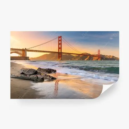 Fotomural puesta de sol sobre el Golden Gate en San Francisco – Pixers®