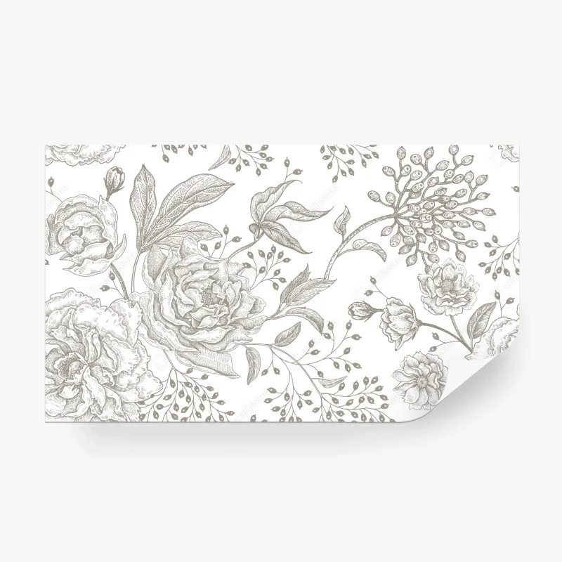 Fotomural patrón floral botánico en tonos neutros