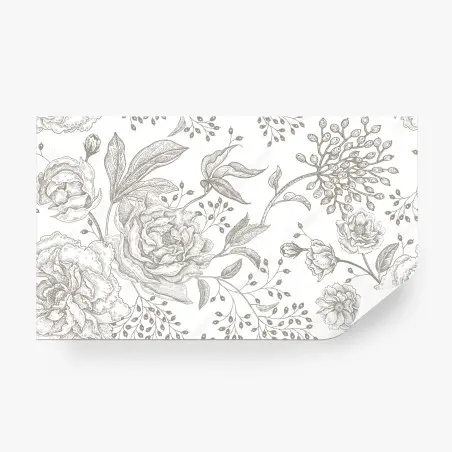 Fotomural patrón floral botánico en tonos neutros – Pixers®