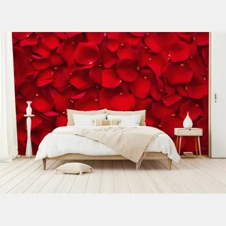 Fotomural arte decorativo de pétalos de rosa rojos – Pixers®