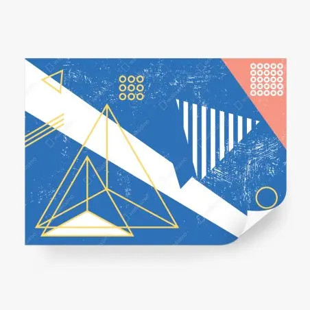 Fotomural composición geométrica azul y amarilla con textura retro – Pixers®