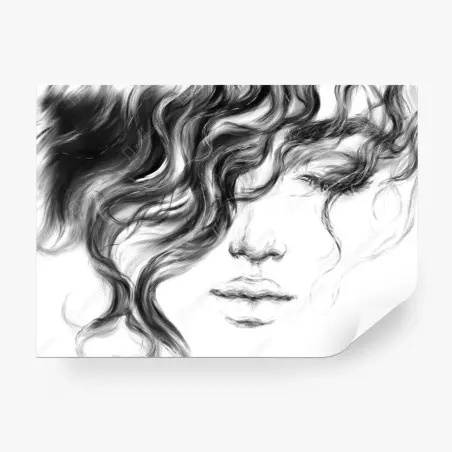 Fotomural rostro etéreo en blanco y negro – Pixers®