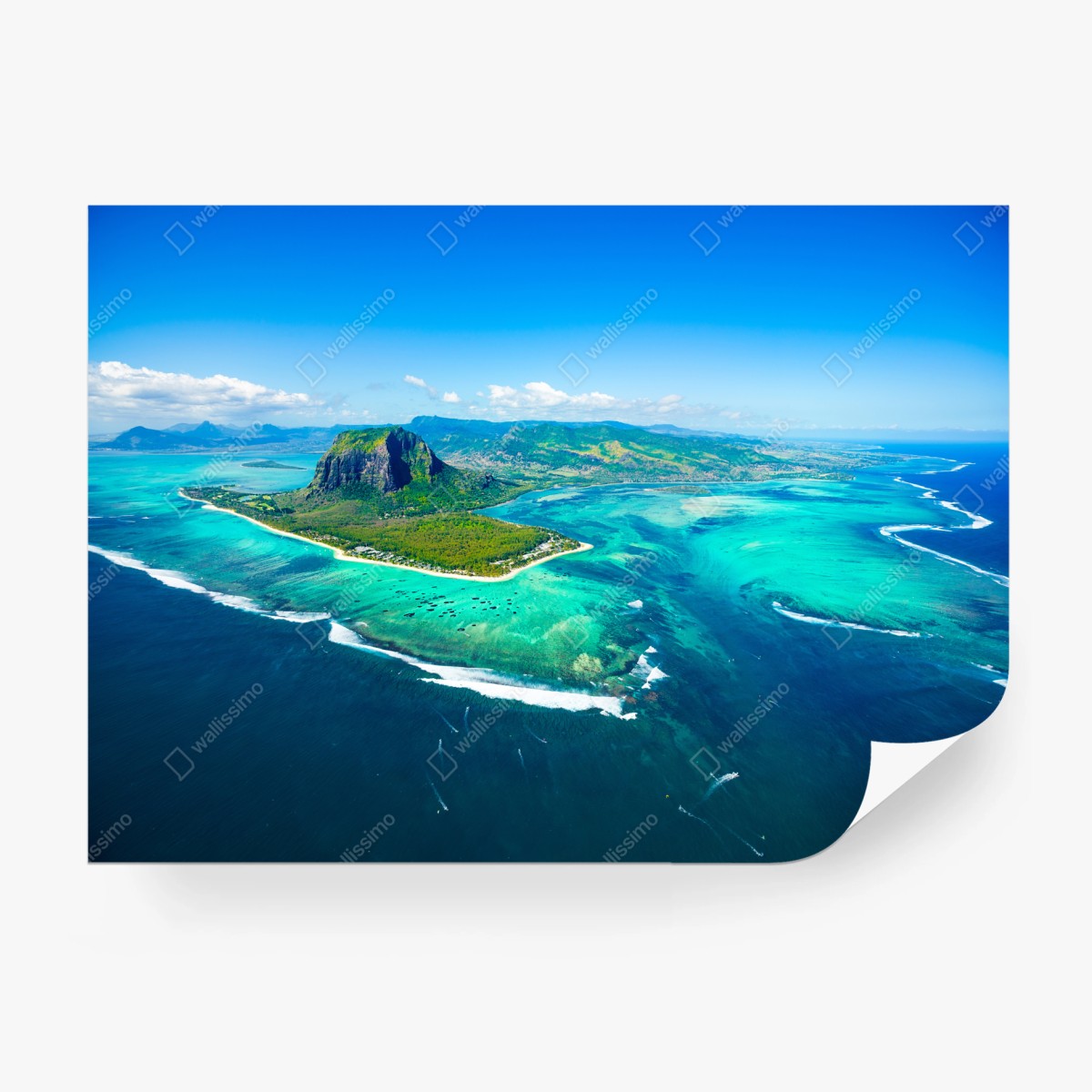 Fotomural panorama aéreo de Le Morne Brabant, Mauricio – Pixers®