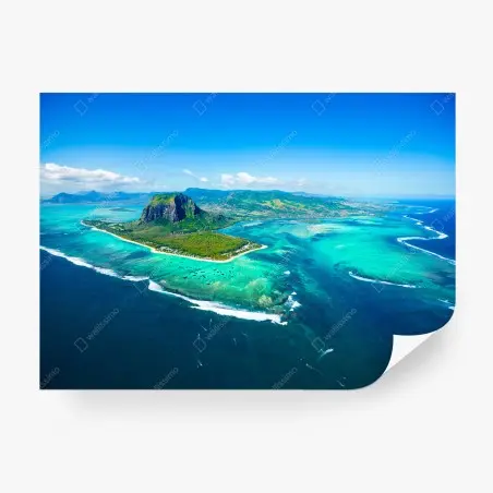 Fotomural panorama aéreo de Le Morne Brabant, Mauricio – Pixers®