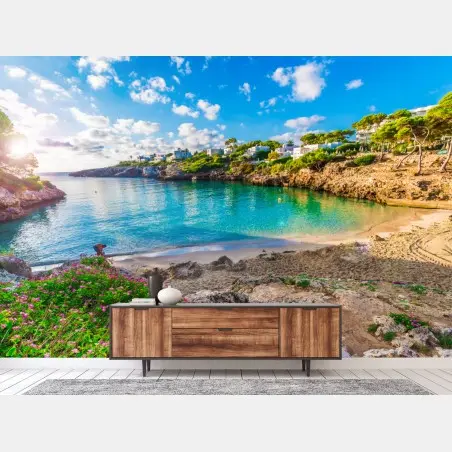 Fotomural amanecer en Cala Esmeralda, Mallorca – Pixers®