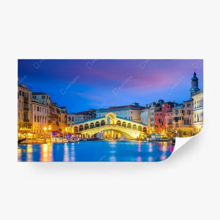 Fotomural panorámica del puente de Rialto, Venecia al crepúsculo – Pixers®