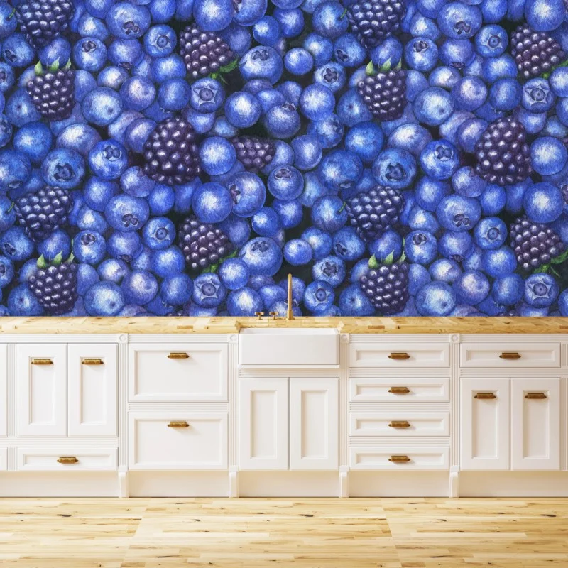 Fotomural estampado de arándanos y moras para decoración