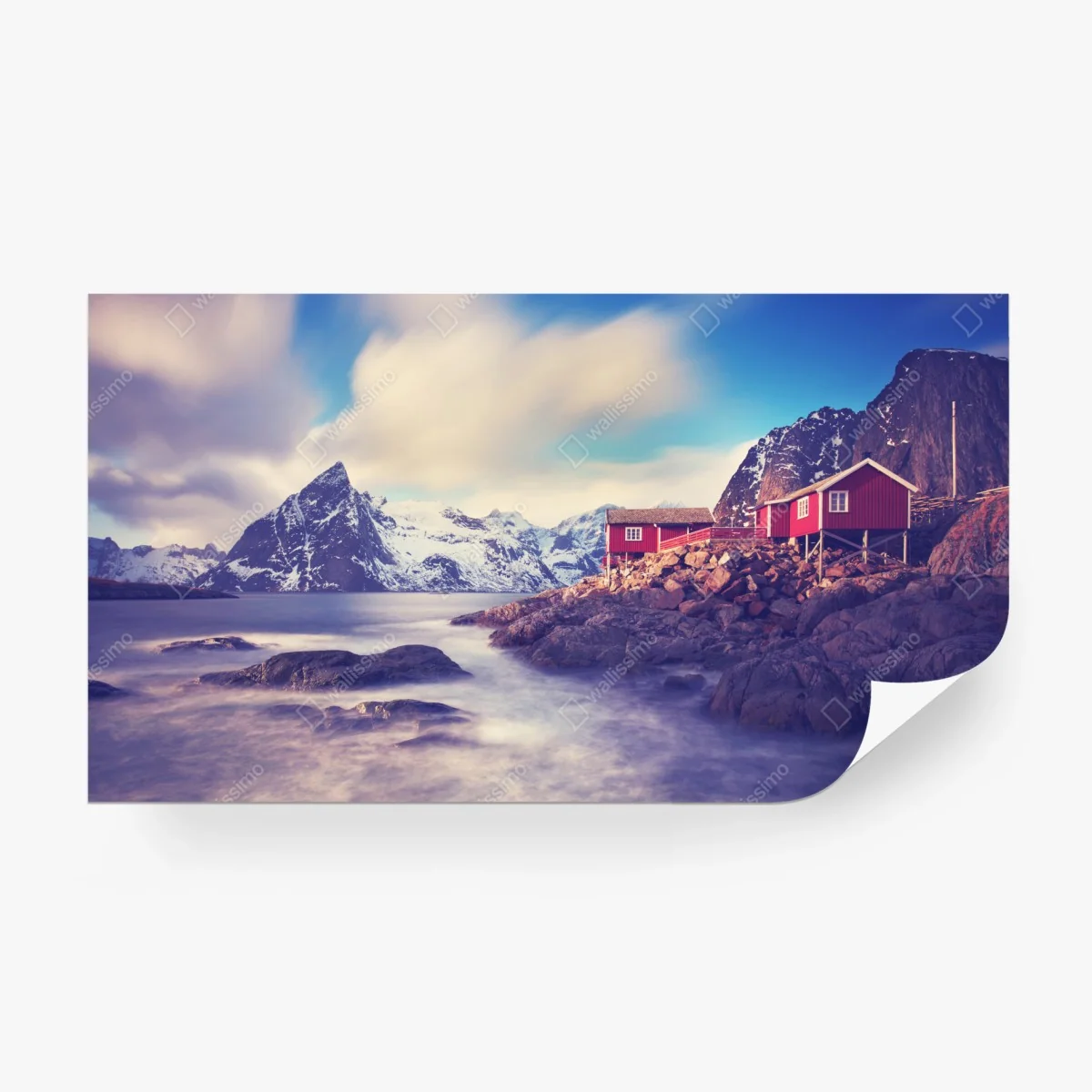 Fotomural cabañas rojas junto al fiordo bajo montañas nevadas – Pixers® Fotomural cabañas rojas junto al fiordo bajo montañas nevadas – Pixers®