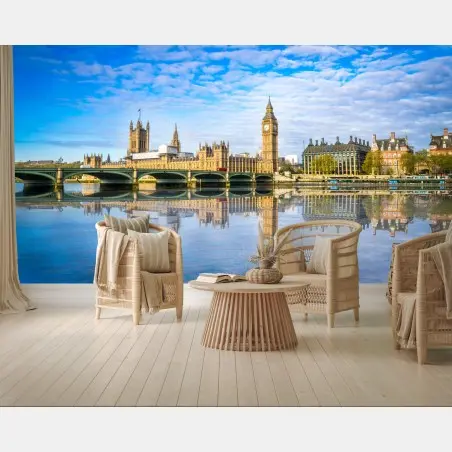 Fotomural paisaje de Londres con el Big Ben reflejado – Pixers®