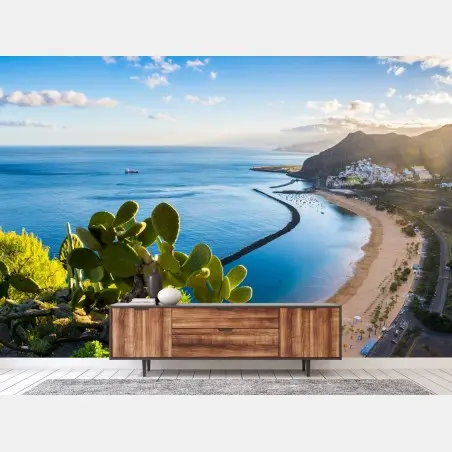 Fotomural amanecer sobre la playa Las Teresitas, Santa Cruz de Tenerife – Pixers®
