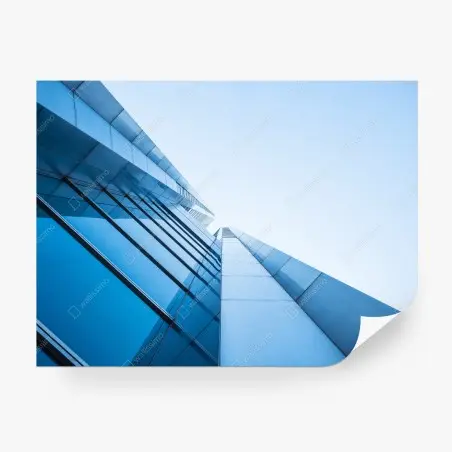 Fotomural perspectiva vertical de fachada azul minimalista – Pixers®