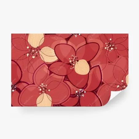 Fotomural diseño floral en tonos rojos y marfil – Pixers®