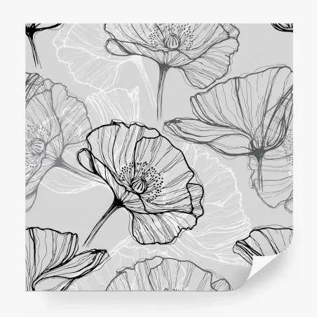 Fotomural estampado de amapolas en líneas minimalistas – Pixers®