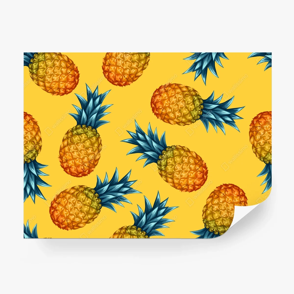 Fotomural diseño tropical de piñas sobre fondo amarillo – Pixers®