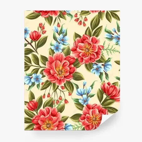 Fotomural estampado floral en acuarela sobre fondo beige – Pixers®