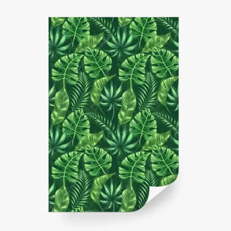 Fotomural estampado tropical de hojas verdes – Pixers®