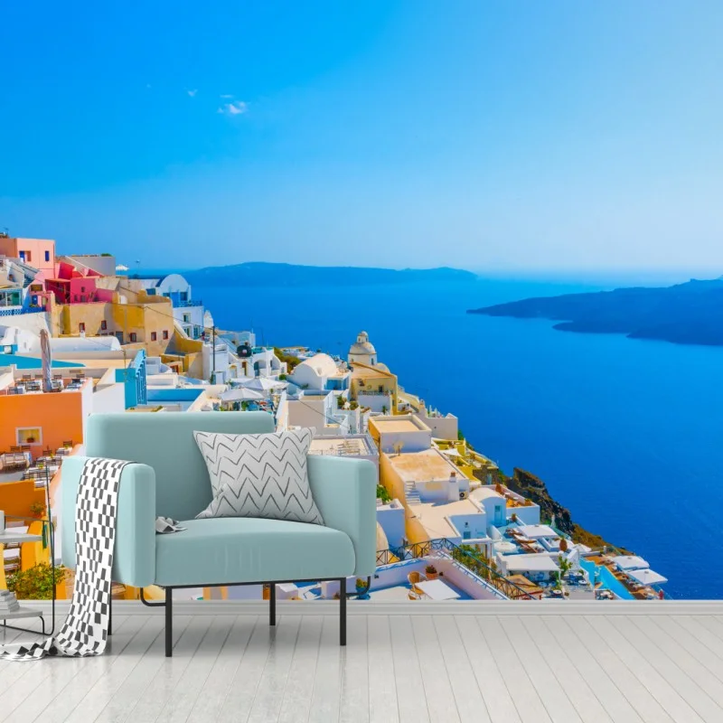 Fotomural panorama de Santorini sobre la caldera