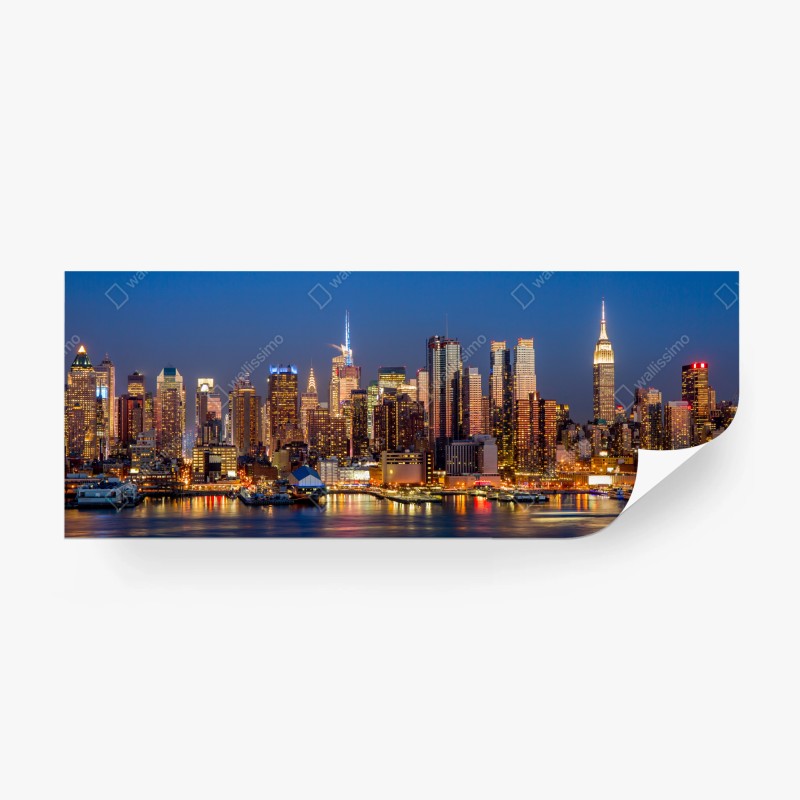 Fotomural panorámica nocturna del horizonte de Nueva York