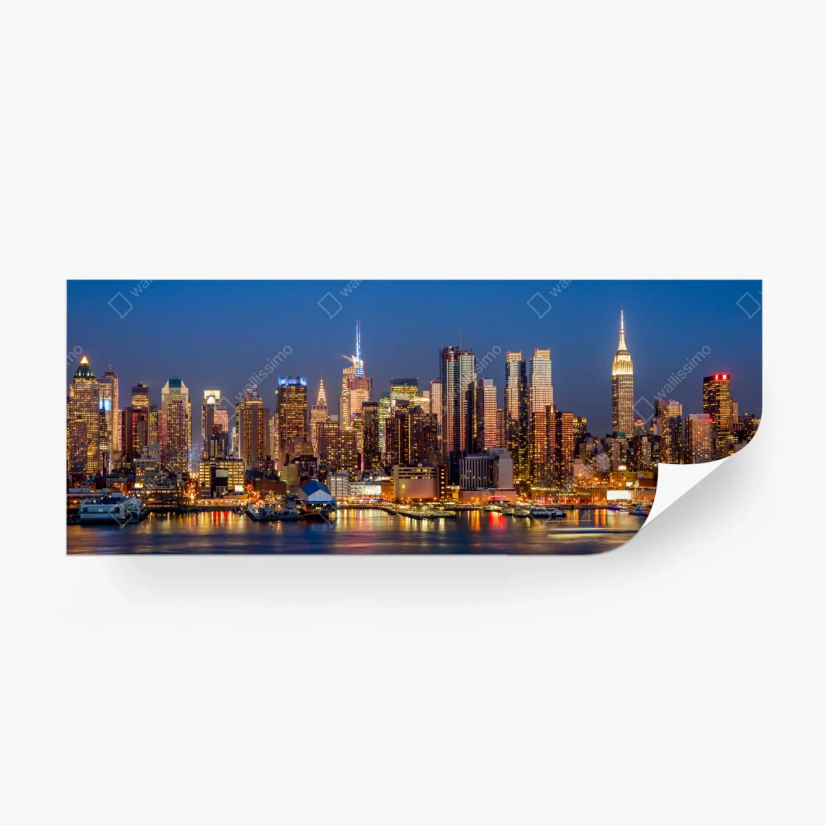 Fotomural panorámica nocturna del horizonte de Nueva York – Pixers®