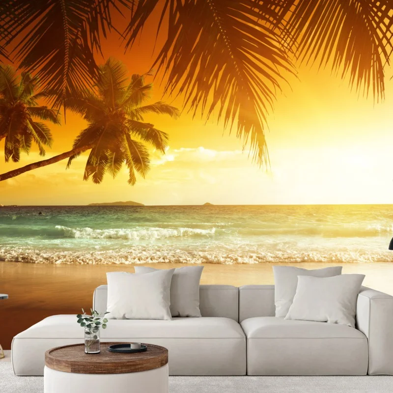 Fotomural atardecer caribeño en la playa