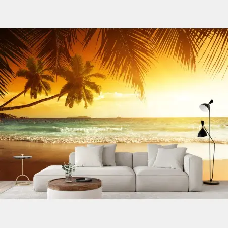 Fotomural atardecer caribeño en la playa – Pixers®