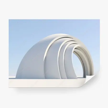Fotomural arcos curvos minimalistas en blanco y azul – Pixers®