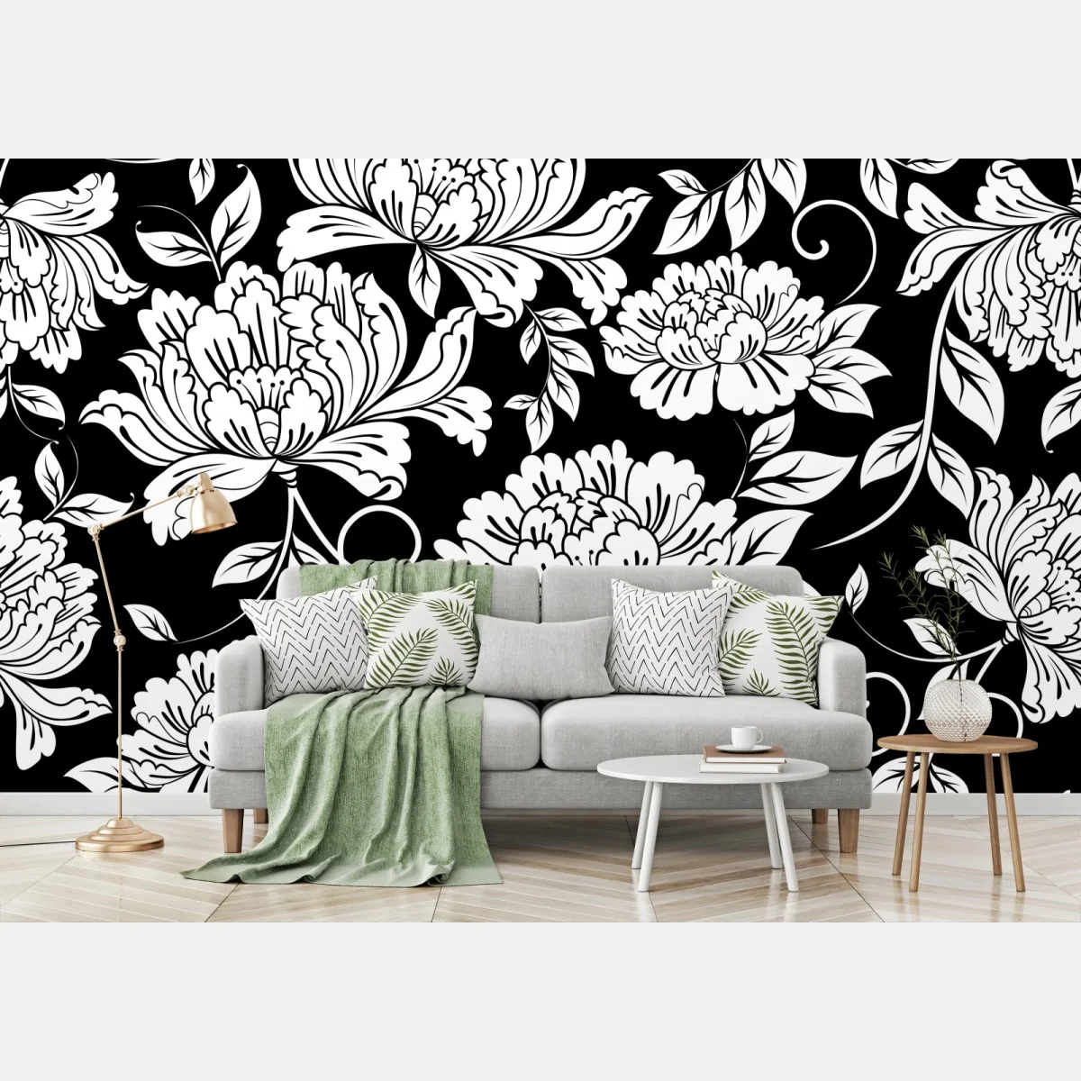 Fotomural motivo floral elegante en blanco y negro – Pixers® Fotomural motivo floral elegante en blanco y negro – Pixers®