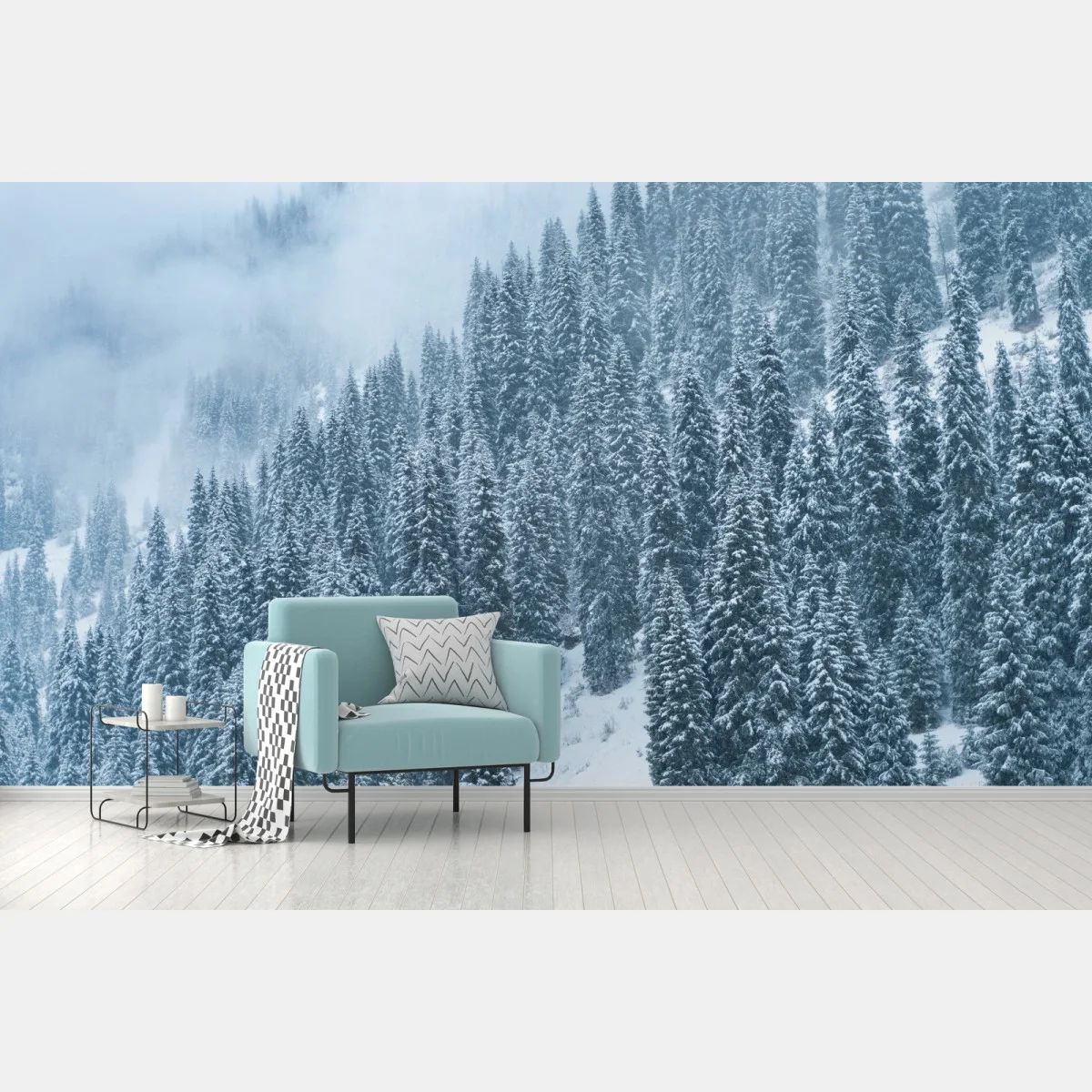 Fotomural bosque de pinos nevados en montaña neblinosa – Pixers® Fotomural bosque de pinos nevados en montaña neblinosa – Pixers®
