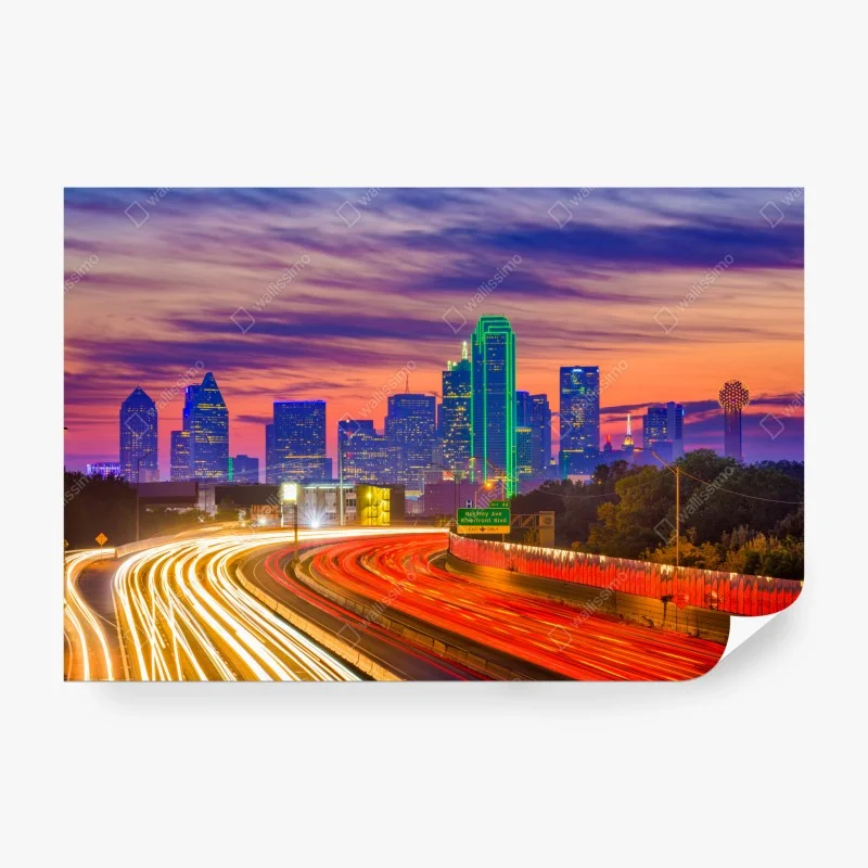Fotomural atardecer vibrante sobre Dallas