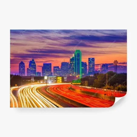 Fotomural atardecer vibrante sobre Dallas – Pixers®