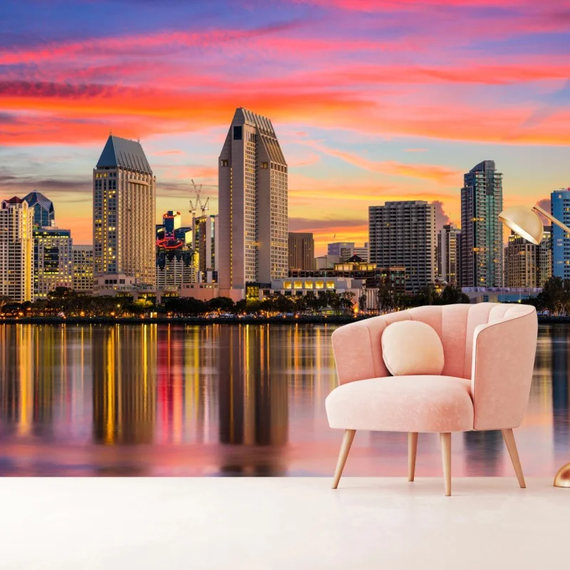 Fotomural crepúsculo urbano sobre San Diego – Pixers®