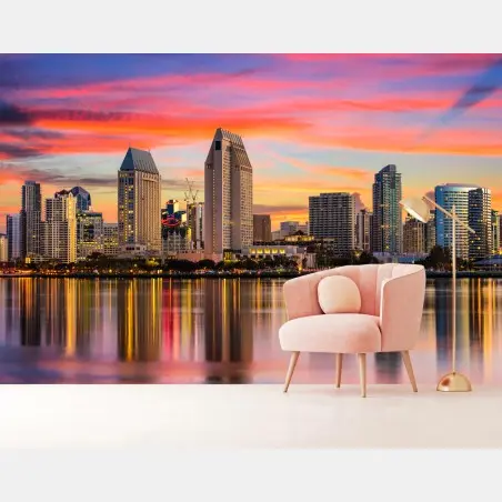 Fotomural crepúsculo urbano sobre San Diego – Pixers®