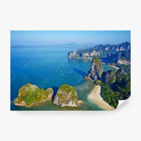 Fotomural paisaje costero tropical con acantilados y aguas turquesas – Pixers®